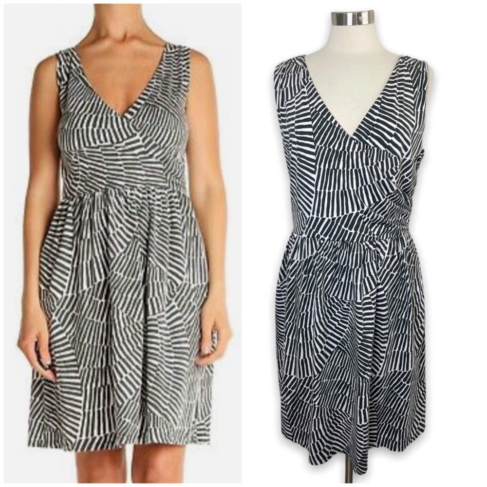 Boden Black and White Striped Dress